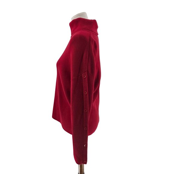 Elena Wang Red Button-Side Turtleneck Sweater S - Picture 8 of 12